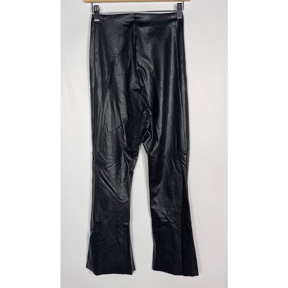 Commando Small S Black Faux Leather Flare Leggings Pants High Rise Waist - Picture 2 of 9